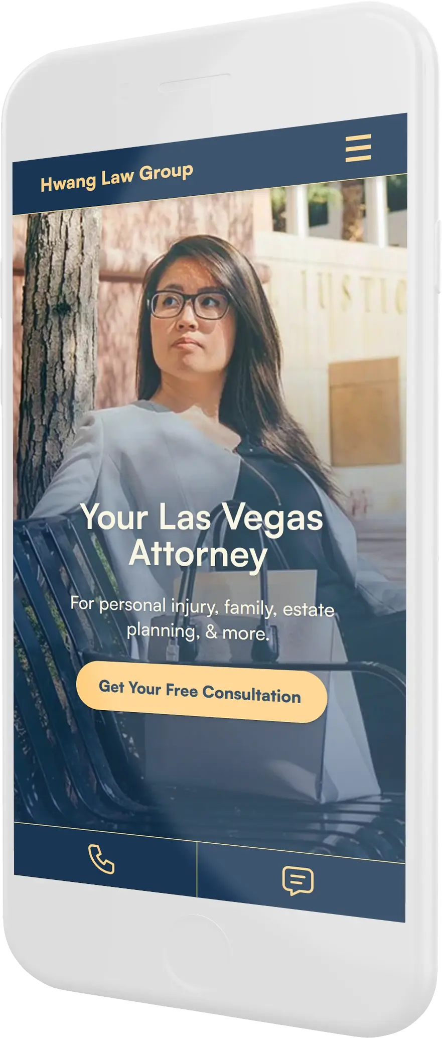 Hwang Law Group website phone mockup